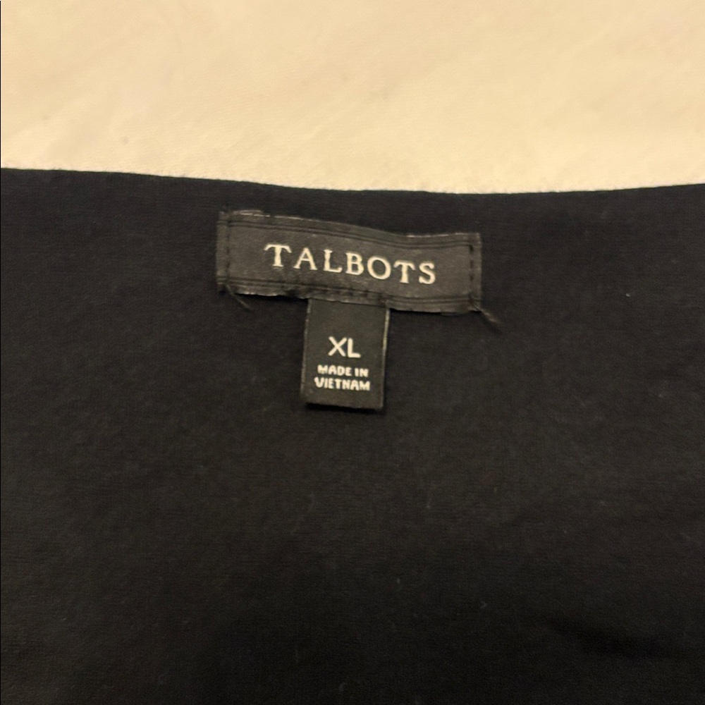 Talbots Black Ponte Peplum Top SZ XL with gold accent 3/4 sleeve dressy career - Picture 4 of 13